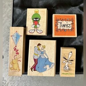 Cartoon Character Wooden Stamp Set